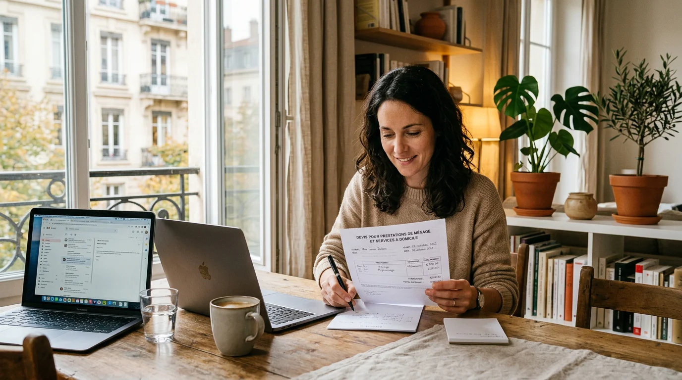 Un particulier examine un devis de services à domicile