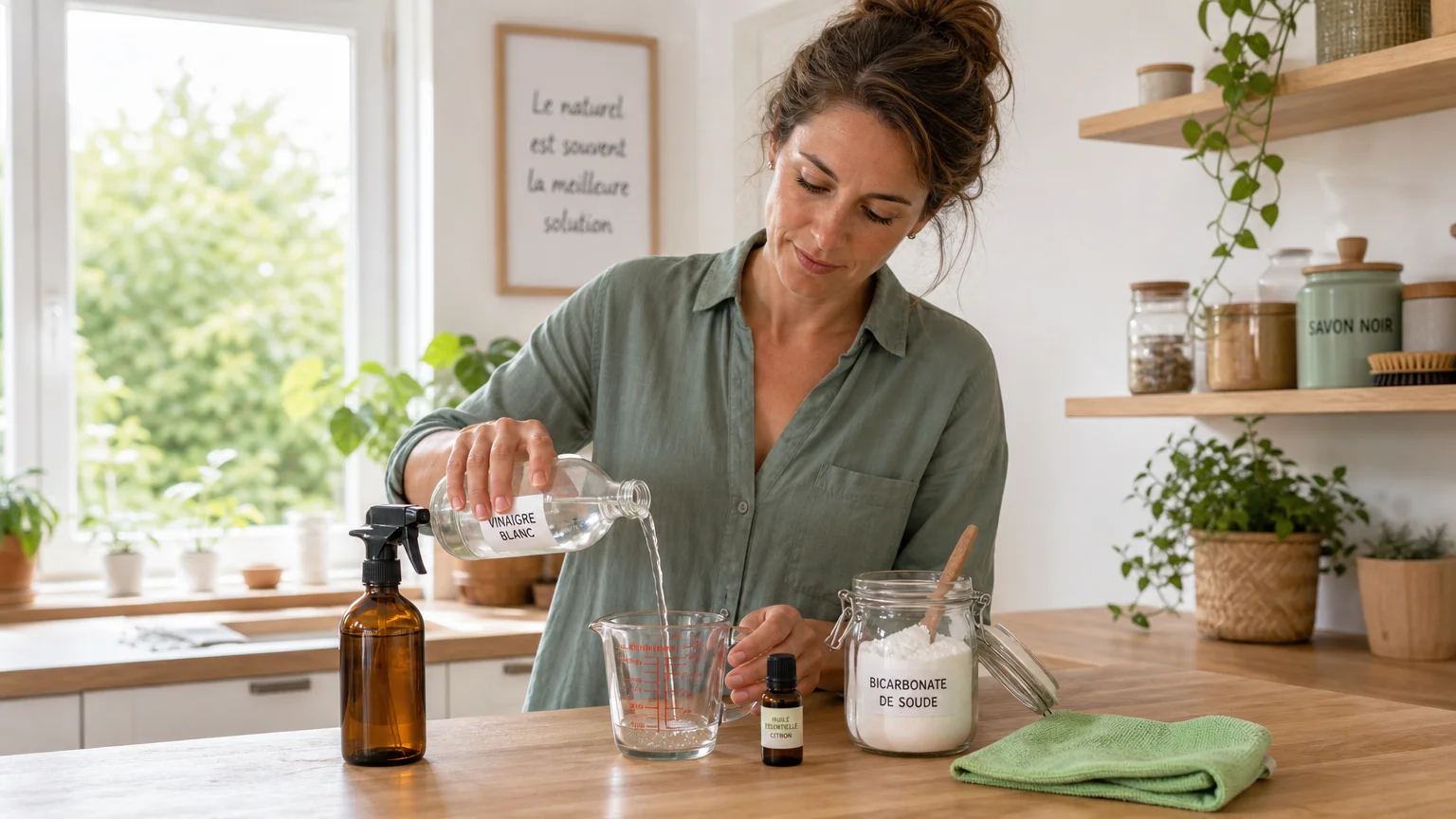 Préparation de produits ménagers maison avec des ingrédients simples