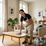 Intérieur lumineux entretenu par une professionnelle du ménage à domicile