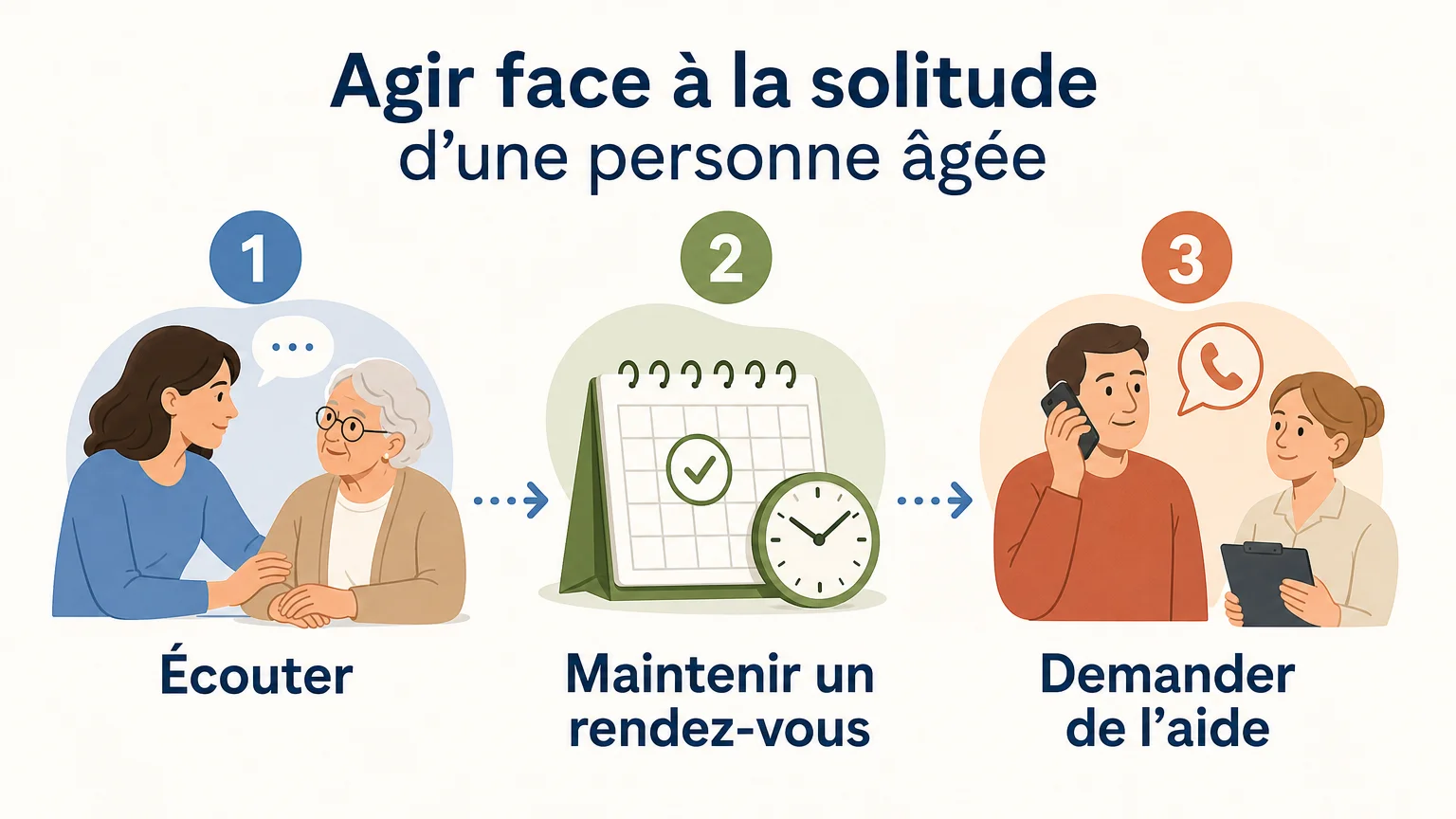 Checklist illustrée pour agir contre la solitude d’une personne âgée
