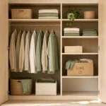 Placard désencombré avec vêtements rangés et espace libéré