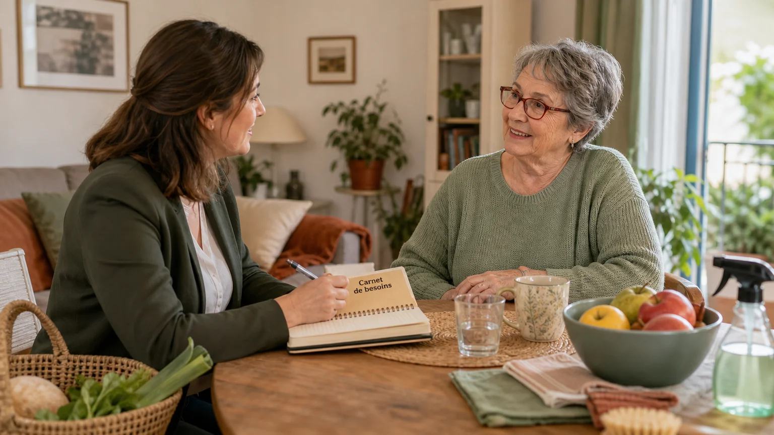 Échange à domicile pour évaluer les besoins en services à la personne