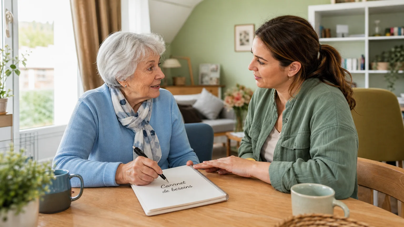 Évaluation des besoins au domicile entre une personne âgée et une intervenante