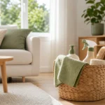 Intérieur lumineux et bien entretenu avec accessoires ménagers