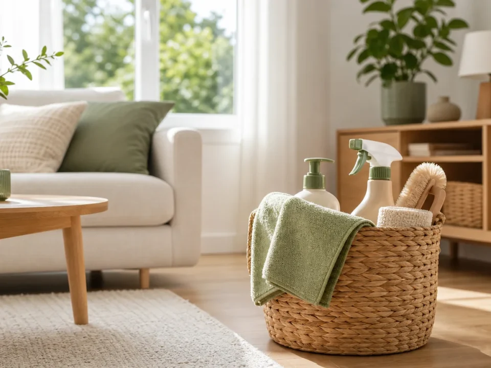 Intérieur lumineux et bien entretenu avec accessoires ménagers