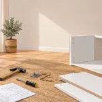 Outils simples près d’un meuble en kit à assembler