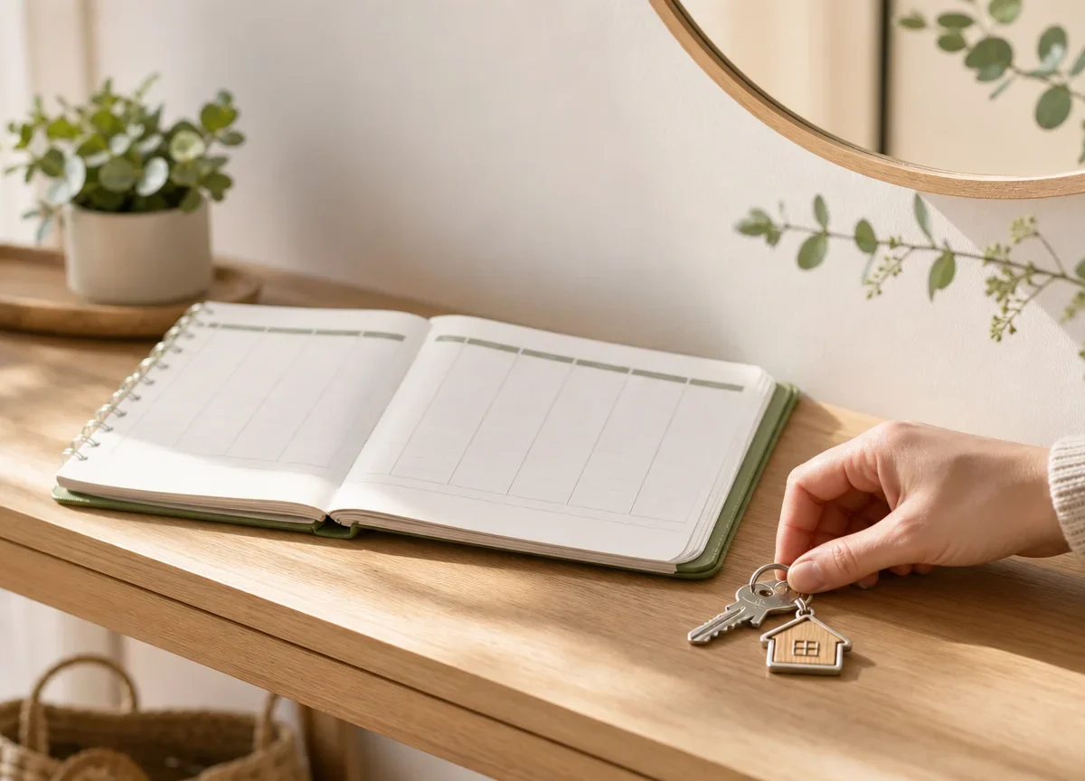 Clé et carnet de planning évoquant l’organisation d’un relais à domicile