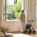 Une personne âgée profite de son domicile dans un cadre paisible