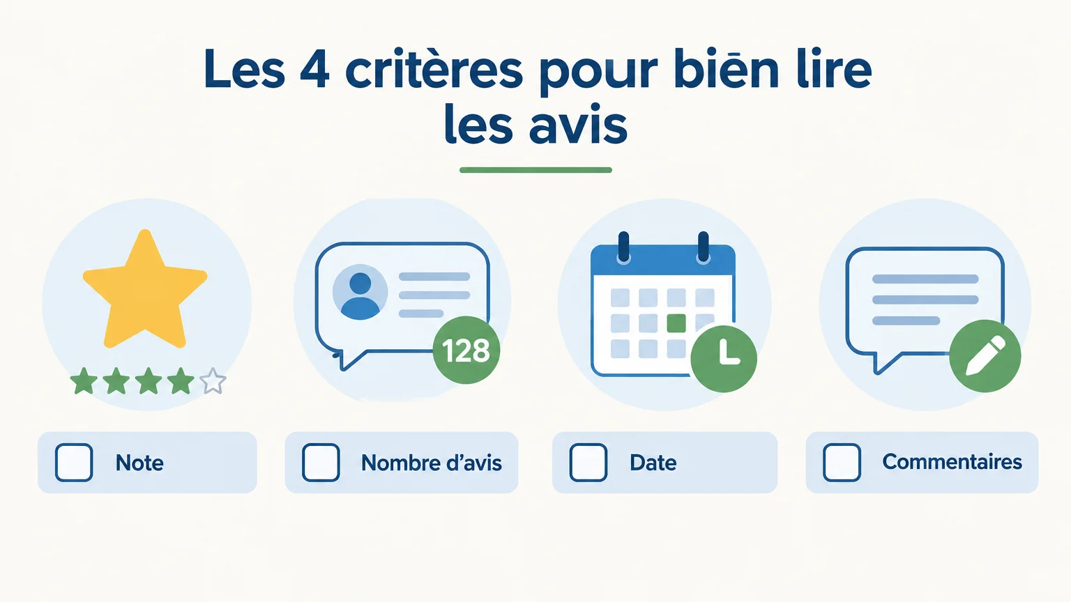 Quatre critères illustrés pour lire les avis d’un service d’aide à domicile