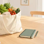 Courses prêtes dans un intérieur calme