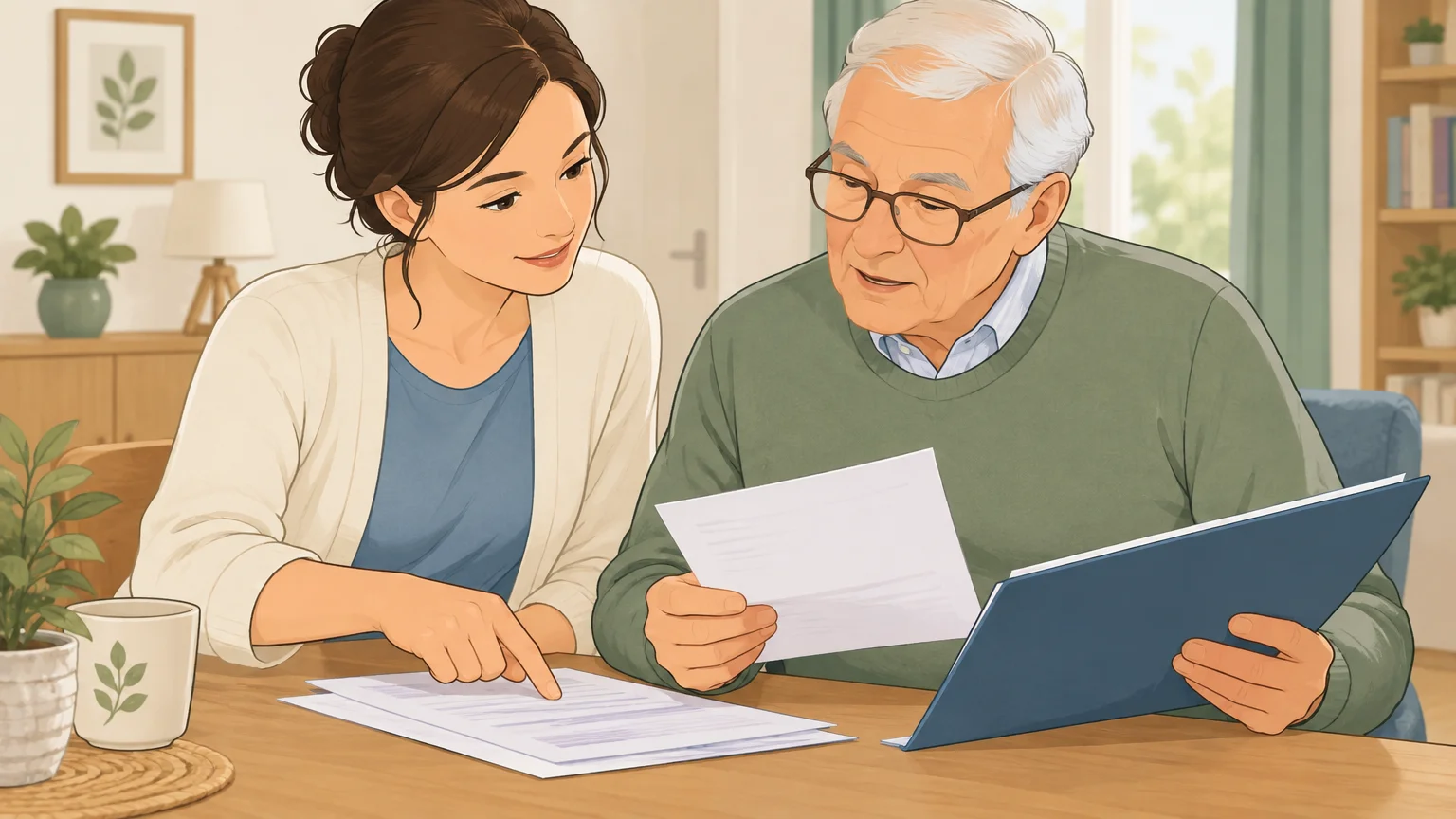 Échange à domicile autour de documents administratifs
